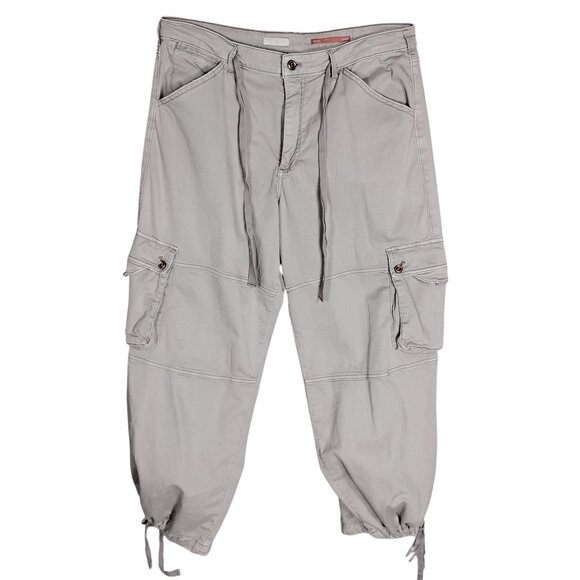 Anthro Pilcro Wide Legs Cargo Pants Size 32 P Waist Hems Drawstring Multi Pocket - Picture 11 of 16